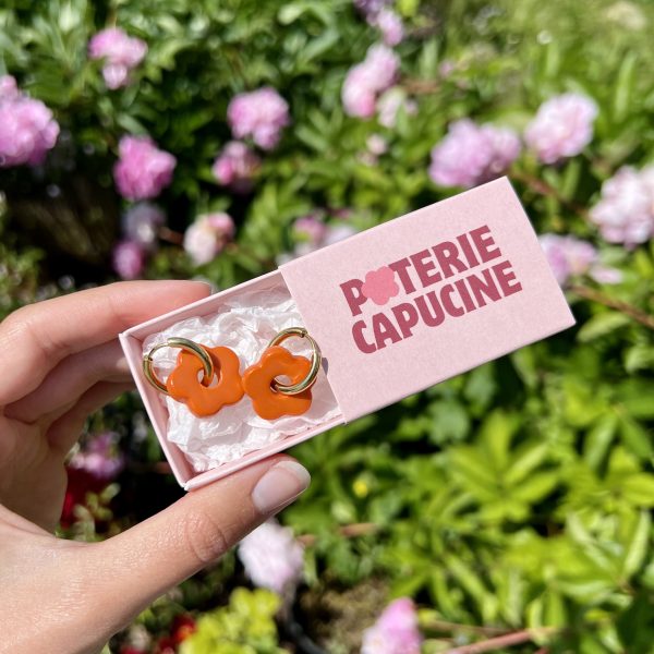 Boucles d'oreilles Pomponia orange
